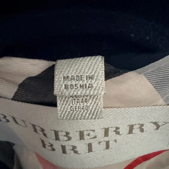 Burberry Brit Black Belted Wool Trench Coat Women’s Sz US10 - Picture 4 of 9